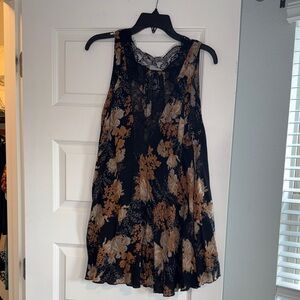 Free People Small Intimately Black Floral Top Lace Sheer Sleeveless Tunic